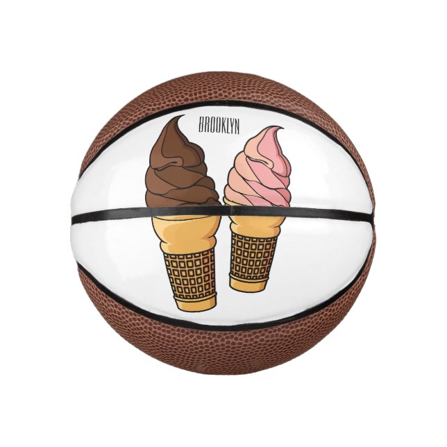 Mini Balón De Baloncesto Ilustracion de personalizado de helado de cono (Anverso)