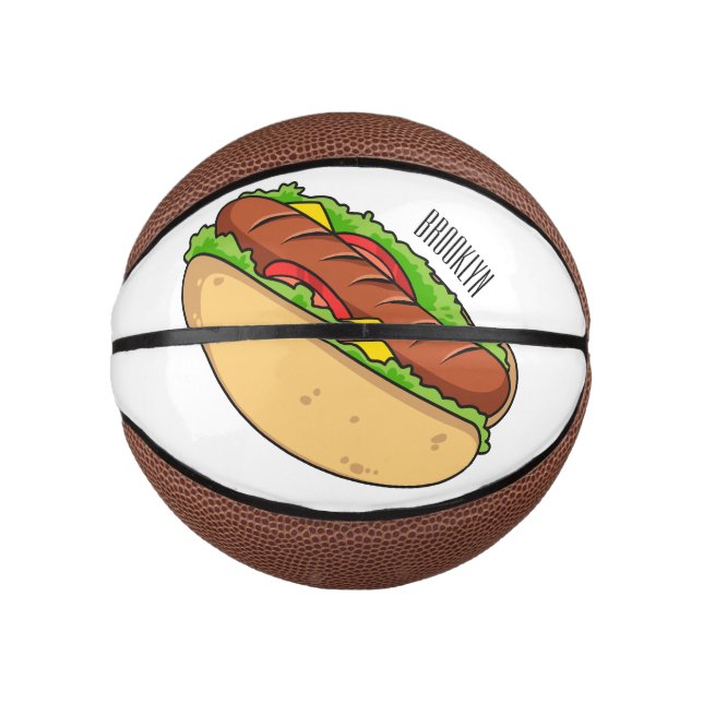 Mini Balón De Baloncesto Ilustracion de personalizado de hot dog (Anverso)
