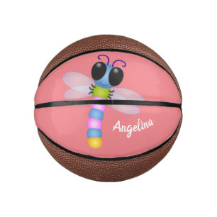 Mini Balón De Baloncesto Ilustracion de personalizado de libélula azul y ro