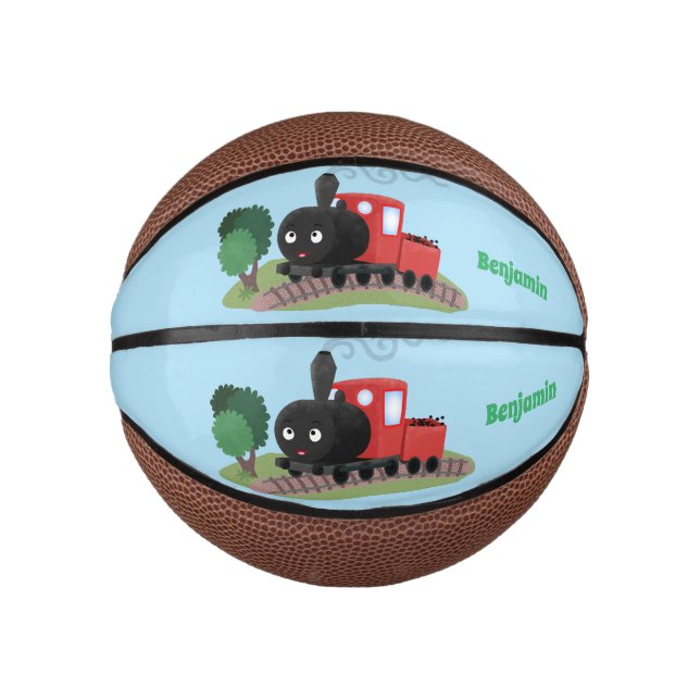 Mini Balón De Baloncesto Ilustracion de personalizado de locomotora de trac (Anverso)