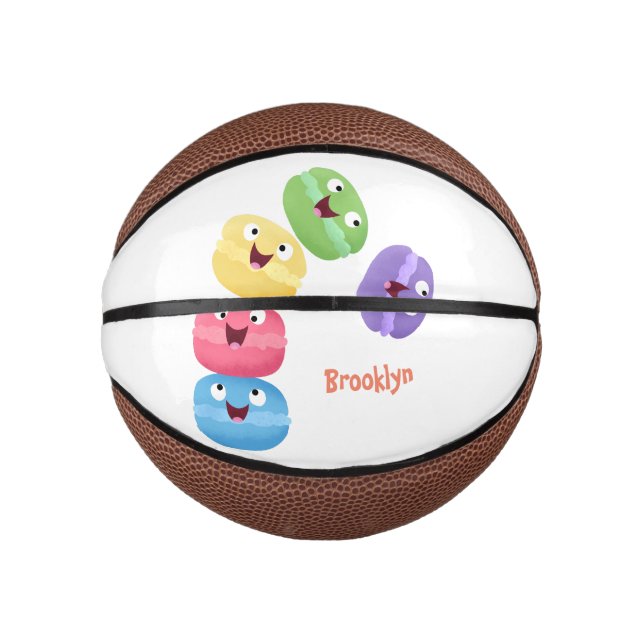 Mini Balón De Baloncesto Ilustracion de personalizado de macarons graciosos (Anverso)