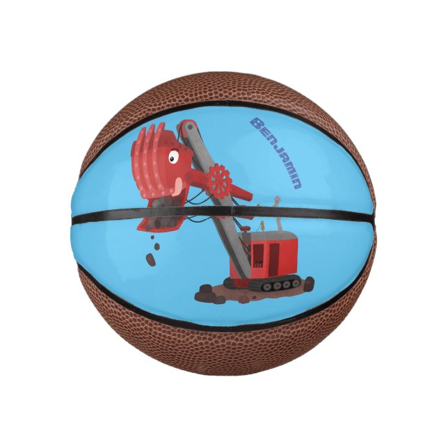 Mini Balón De Baloncesto Ilustracion de personalizado de pala de vapor roja (Anverso)