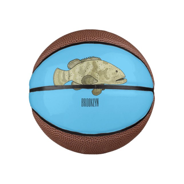 Mini Balón De Baloncesto Ilustracion de personalizado de pescado de grupo (Anverso)