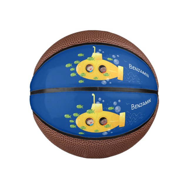 Mini Balón De Baloncesto Ilustracion de personalizado de pescado submarino  (Anverso)