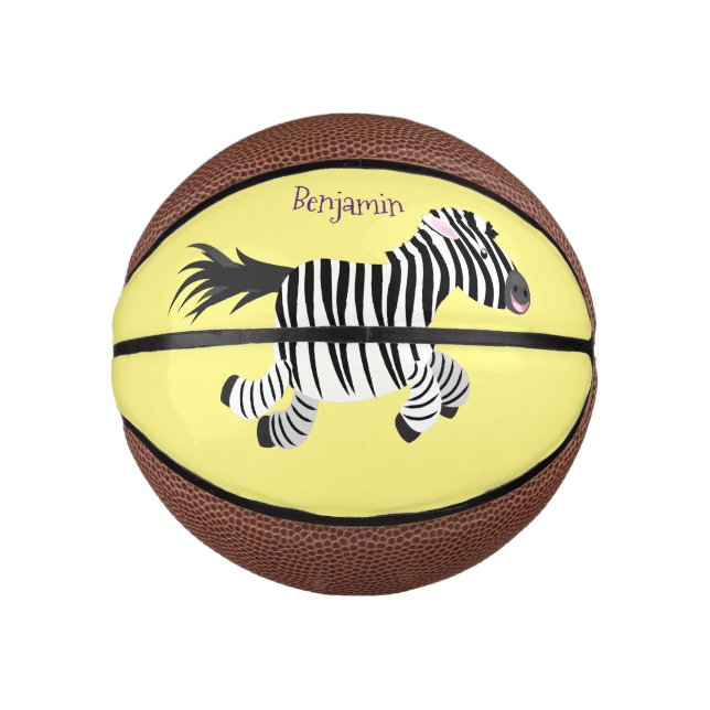 Mini Balón De Baloncesto Ilustracion de personalizado de zebra graciosa (Anverso)