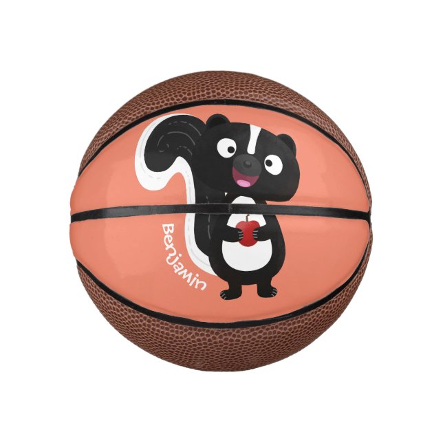 Mini Balón De Baloncesto Ilustracion de personalizado de zorrillo alegre (Anverso)