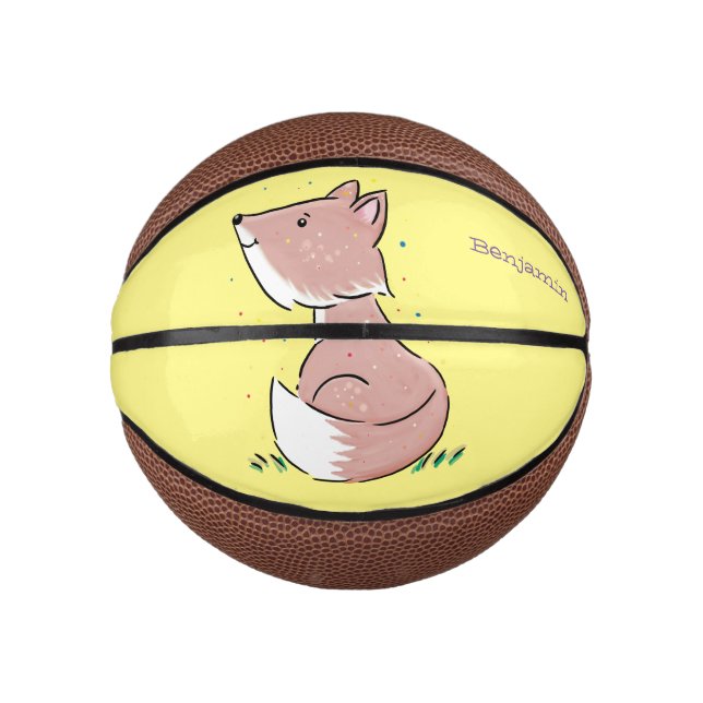 Mini Balón De Baloncesto Ilustracion de personalizado de zorro bebé (Anverso)