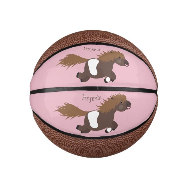 Mini Balón De Baloncesto Ilustracion de personalizado del pony de Shetland  (Anverso)