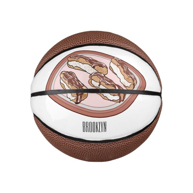 Mini Balón De Baloncesto Ilustracion de personalizado eclair de chocolate (Anverso)