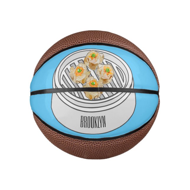 Mini Balón De Baloncesto Ilustracion de Shumai dim sum personalizado (Anverso)