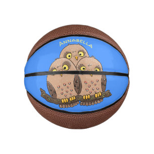 Mini Balón De Baloncesto Ilustracion de trío de búho lindo