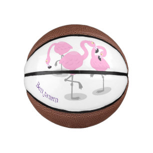 Mini Balón De Baloncesto Ilustracion de trío de flamingo rosado