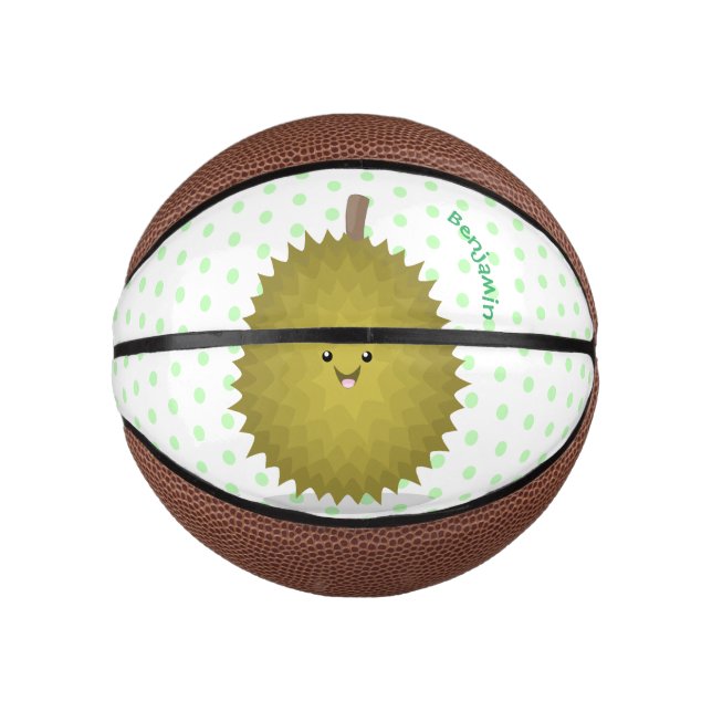 Mini Balón De Baloncesto Ilustracion feliz personalizado duriano (Anverso)