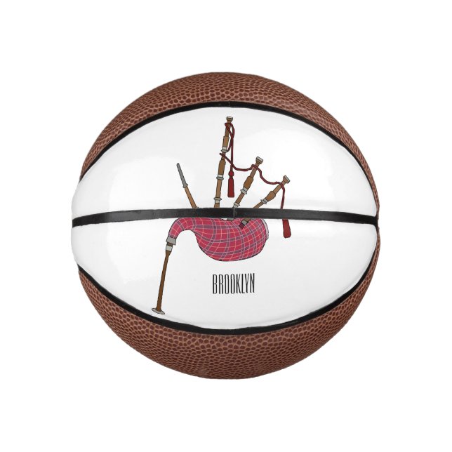 Mini Balón De Baloncesto Ilustracion personalizado Bagpipes (Anverso)
