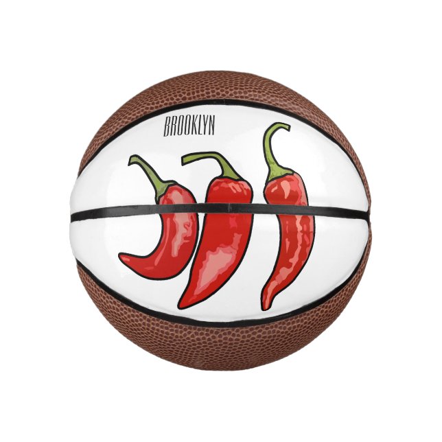 Mini Balón De Baloncesto Ilustracion personalizado Chili (Anverso)