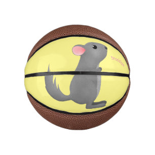 Mini Balón De Baloncesto Ilustracion personalizado chinchilla gris suave