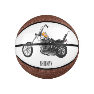 Mini Balón De Baloncesto Ilustracion personalizado Chopper Motorcycle 1950