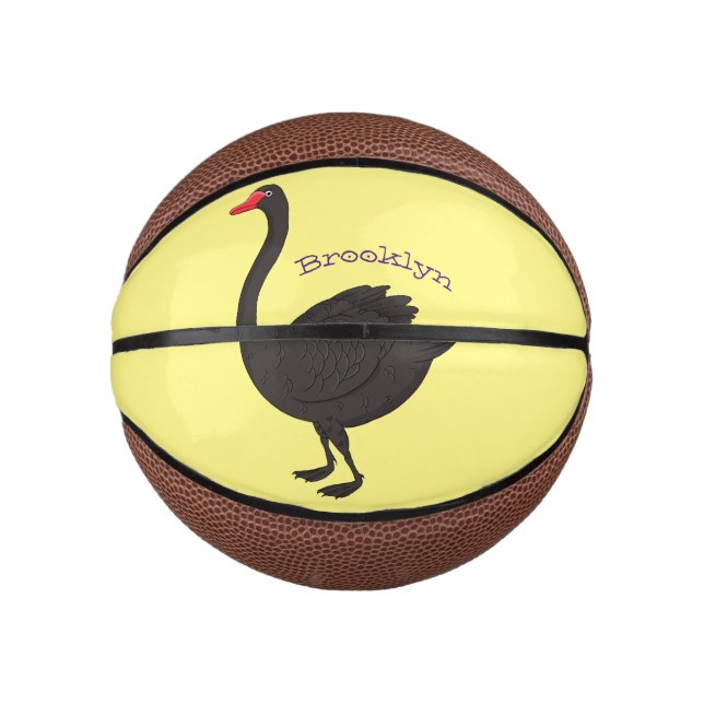 Mini Balón De Baloncesto Ilustracion personalizado cisne negro (Anverso)