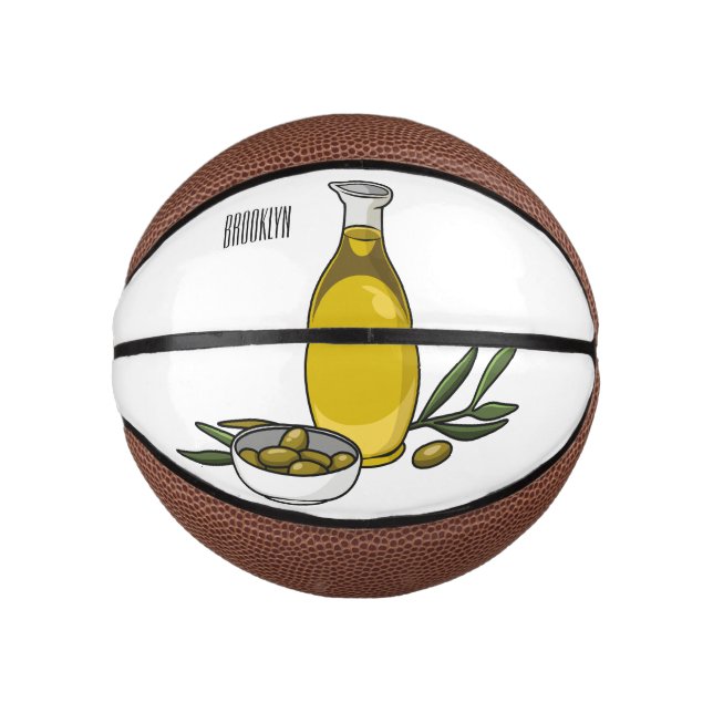 Mini Balón De Baloncesto Ilustracion personalizado de aceite de oliva (Anverso)