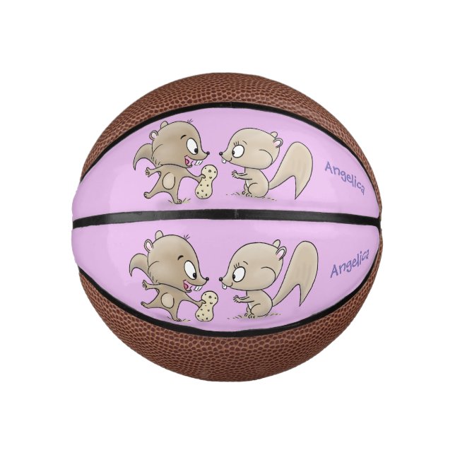 Mini Balón De Baloncesto Ilustracion personalizado de ardillas graciosas (Anverso)