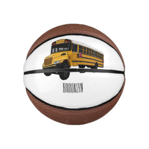 Mini Balón De Baloncesto Ilustracion personalizado de autobús escolar