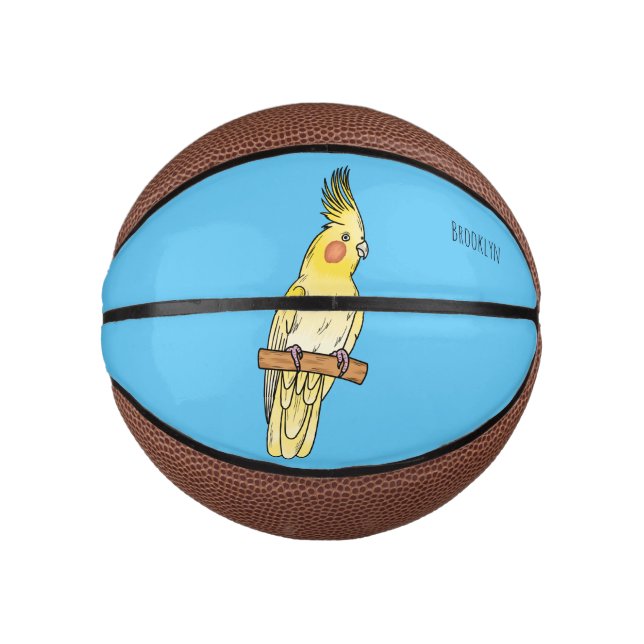 Mini Balón De Baloncesto Ilustracion personalizado de aves de Cockatiel (Anverso)