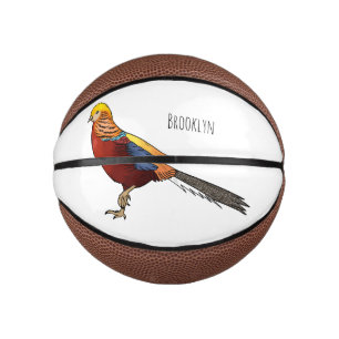 Mini Balón De Baloncesto Ilustracion personalizado de aves de faisán dorado