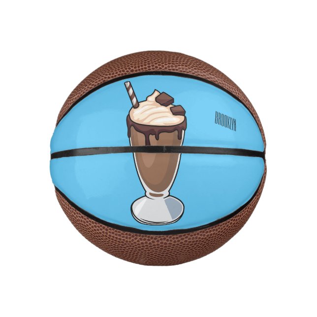 Mini Balón De Baloncesto Ilustracion personalizado de batido de chocolate (Anverso)