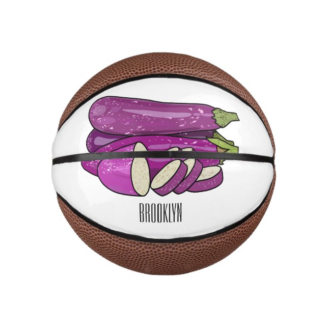 Mini Balón De Baloncesto Ilustracion personalizado de berenjenas (Anverso)