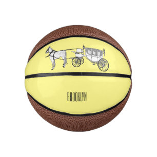 Mini Balón De Baloncesto ilustracion personalizado de caballos y carruajes