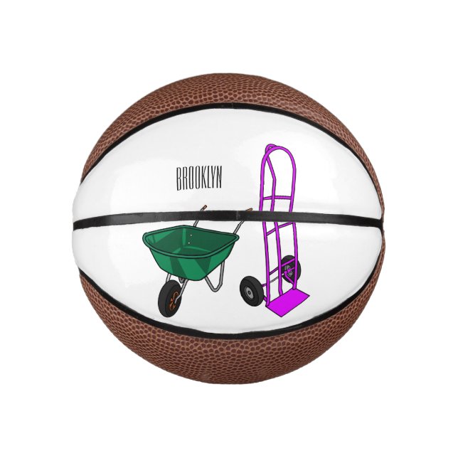 Mini Balón De Baloncesto Ilustracion personalizado de carretillas y carrito (Anverso)