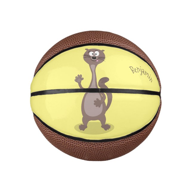 Mini Balón De Baloncesto Ilustracion personalizado de comadreja divertida (Anverso)