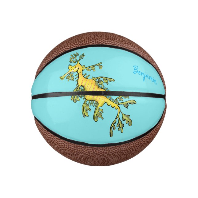 Mini Balón De Baloncesto Ilustracion personalizado de dragón marino diverti (Anverso)
