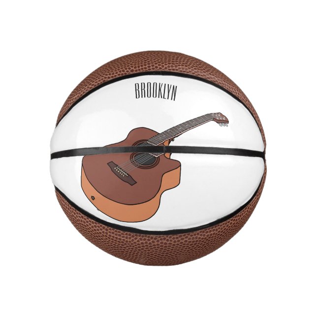 Mini Balón De Baloncesto Ilustracion personalizado de guitarra acústica (Anverso)