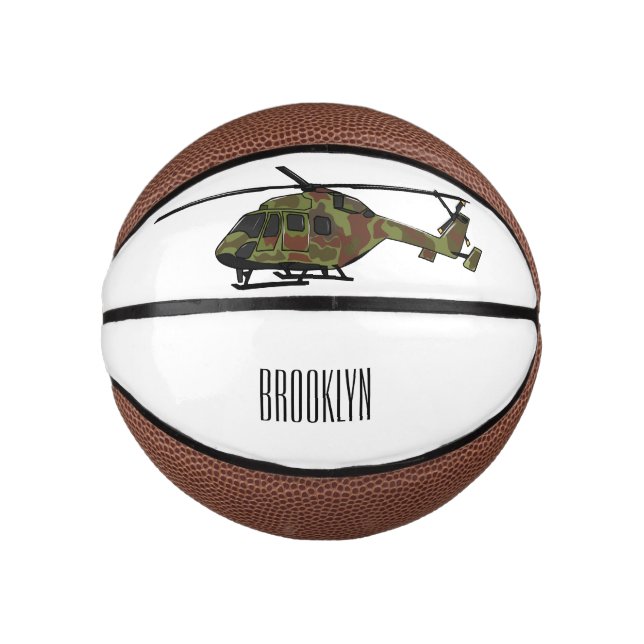 Mini Balón De Baloncesto Ilustracion personalizado de helicópteros del ejér (Anverso)