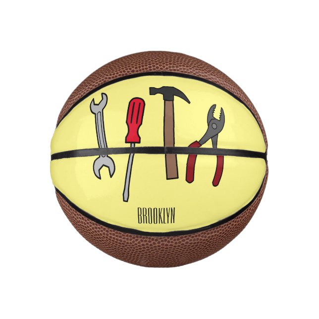 Mini Balón De Baloncesto Ilustracion personalizado de herramientas de carpi (Anverso)