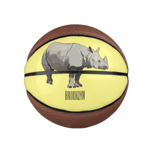 Mini Balón De Baloncesto Ilustracion personalizado de Javan rhinoceros