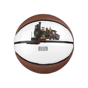 Mini Balón De Baloncesto Ilustracion personalizado de locomotora de vapor