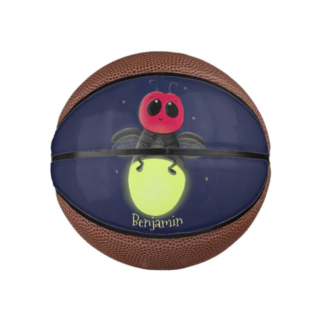 Mini Balón De Baloncesto Ilustracion personalizado de luciérnaga de bichos  (Anverso)