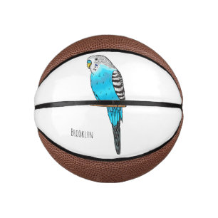 Mini Balón De Baloncesto Ilustracion personalizado de pájaro budgerigar azu