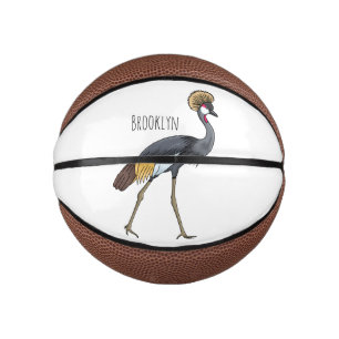 Mini Balón De Baloncesto Ilustracion personalizado de pájaro grullo coronad