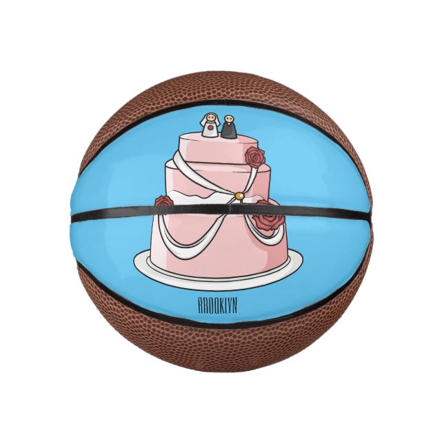 Mini Balón De Baloncesto ilustracion personalizado de pastel boda (Anverso)