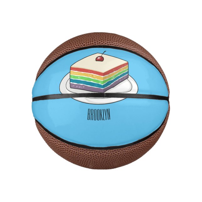 Mini Balón De Baloncesto Ilustracion personalizado de pastel de arcoiris (Anverso)