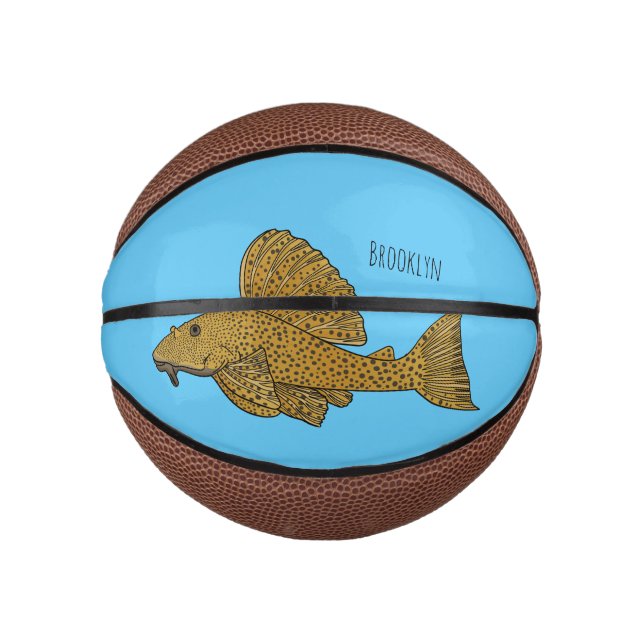 Mini Balón De Baloncesto Ilustracion personalizado de pescado Pleco (Anverso)