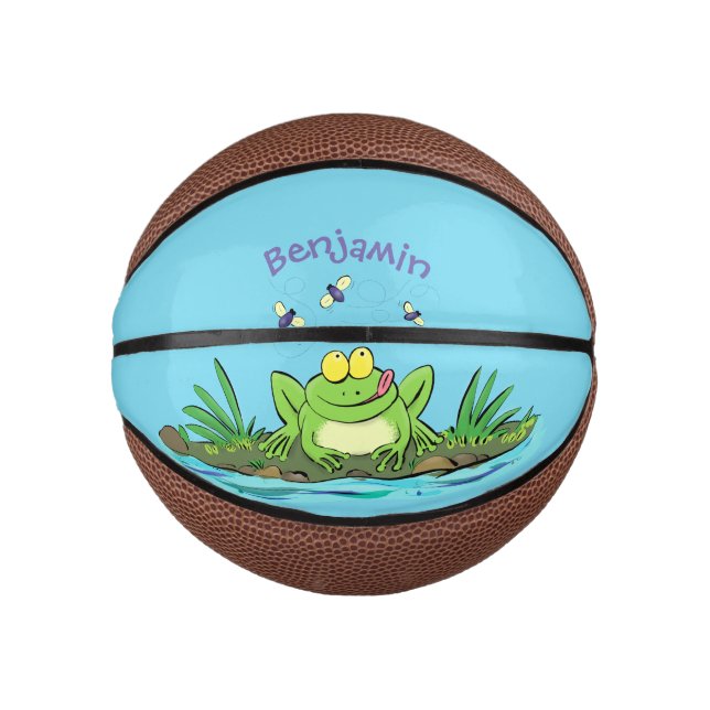 Mini Balón De Baloncesto Ilustracion personalizado de rana verde dulce (Anverso)
