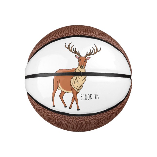 Mini Balón De Baloncesto Ilustracion personalizado de renos (Anverso)