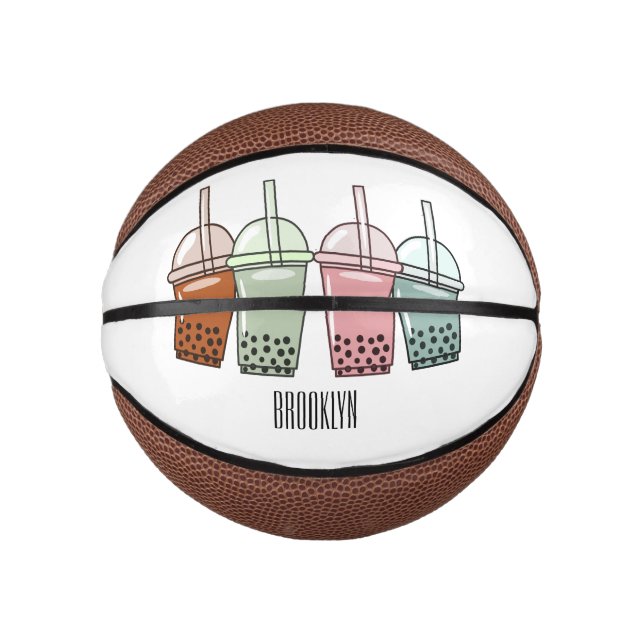 Mini Balón De Baloncesto Ilustracion personalizado de té de burbujas (Anverso)