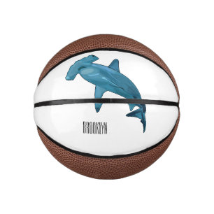 Mini Balón De Baloncesto Ilustracion personalizado de tiburón martillo