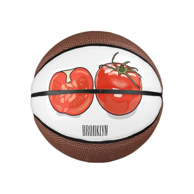 Mini Balón De Baloncesto Ilustracion personalizado de tomate (Anverso)