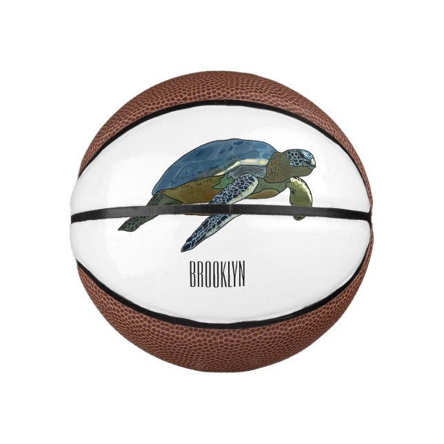 Mini Balón De Baloncesto Ilustracion personalizado de tortugas marinas (Anverso)